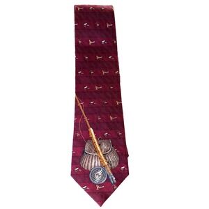 Cabela's Silk Tie Fly Fishing‎ Creel Rod Flies Maroon 58"x4" Angler